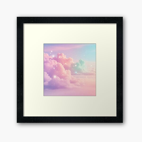 Item preview, Soft pastel clouds in pink, purple, and blue hues float gently, sprinkled with tiny sparkles that add a touch of magic to the serene scene designed and sold by homydesign.