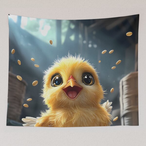 Item preview, Animal Cute Pond Joyful Baby Chick Dancing Under Golden Farm Light designed and sold by lassedgkotsij.