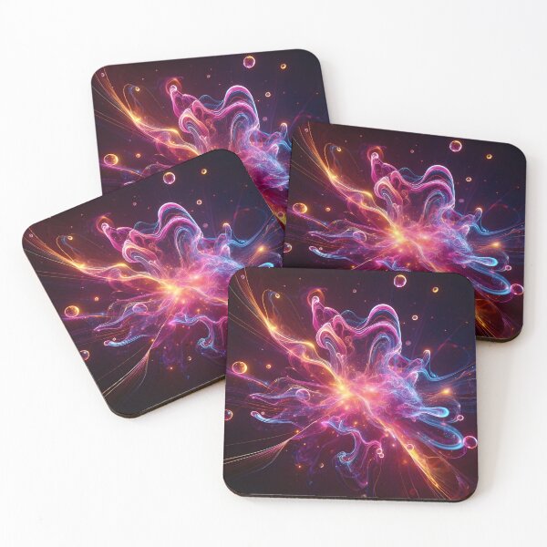 Item preview, A vibrant, abstract explosion of colorful energy with glowing lines and spheres against a dark background designed and sold by homydesign.