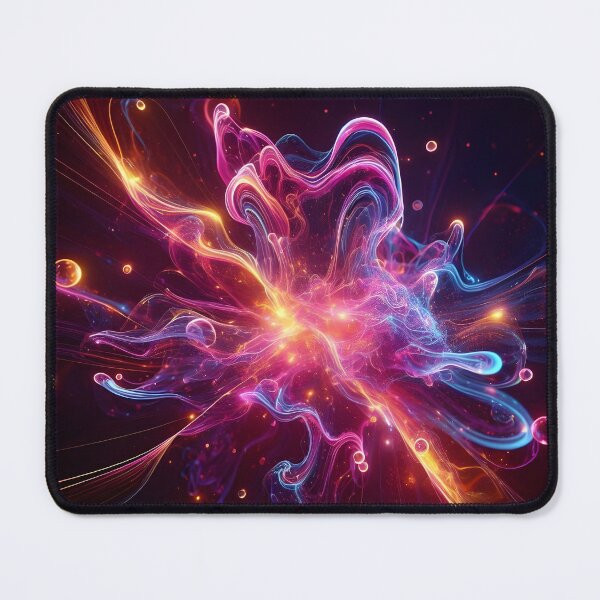Item preview, A vibrant, abstract explosion of colorful energy with glowing lines and spheres against a dark background designed and sold by homydesign.