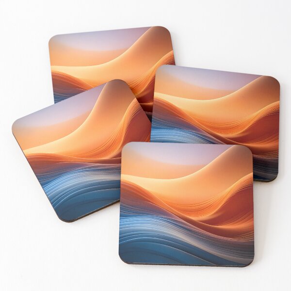 Item preview, Smooth, flowing forms in warm orange and cool blue hues create a serene, abstract landscape designed and sold by homydesign.