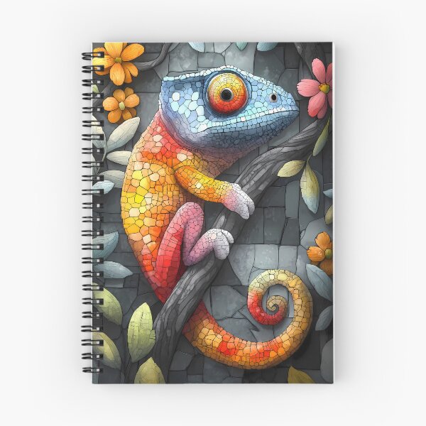 Item preview, Animal Stained Rainbow Chameleon Mosaic Scales Vibrant Reptile Floral Stone Background designed and sold by telchimabukar.