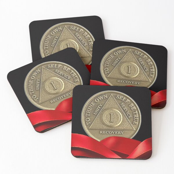 Item preview, 1 Year Recovery Coin Red Ribbon designed and sold by ApexDesigners.