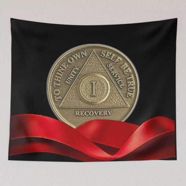 Item preview, 1 Year Recovery Coin Red Ribbon designed and sold by ApexDesigners.