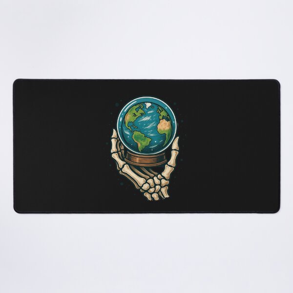Item preview, "Skeleton Hand Holding Earth Snow Globe – Dark Environmental Art" designed and sold by ColorSplash123.
