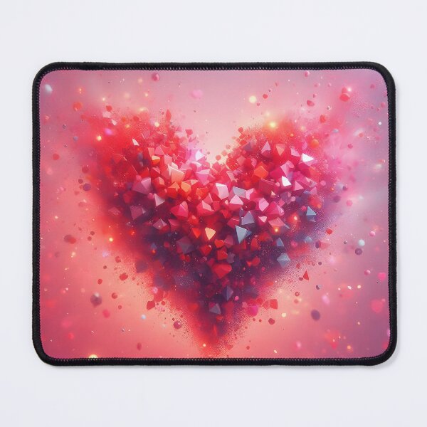 Item preview, Red heart exploding with particles and light on a soft, dreamy background designed and sold by homydesign.