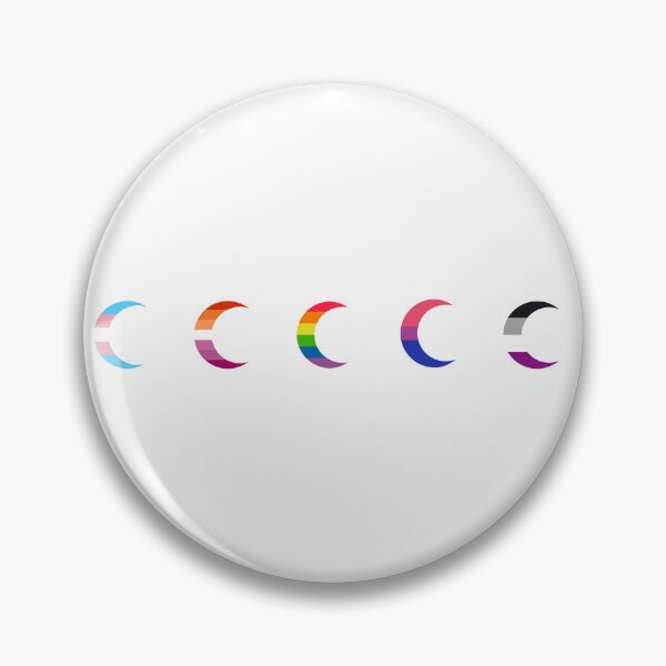 Item preview, Row of 5 Crescent Pride Moons: Ace | Bi | Classic Rainbow | Lesbian | Trans designed and sold by dickensign.