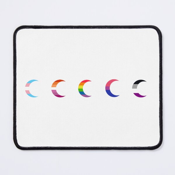 Item preview, Row of 5 Crescent Pride Moons: Ace | Bi | Classic Rainbow | Lesbian | Trans designed and sold by dickensign.