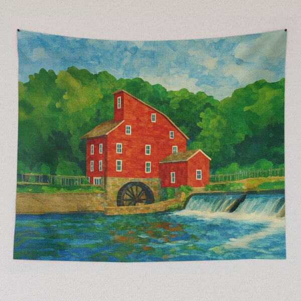 Item preview, Clinton Red Mill Vintage Travel Poster Print designed and sold by thaneydesign.