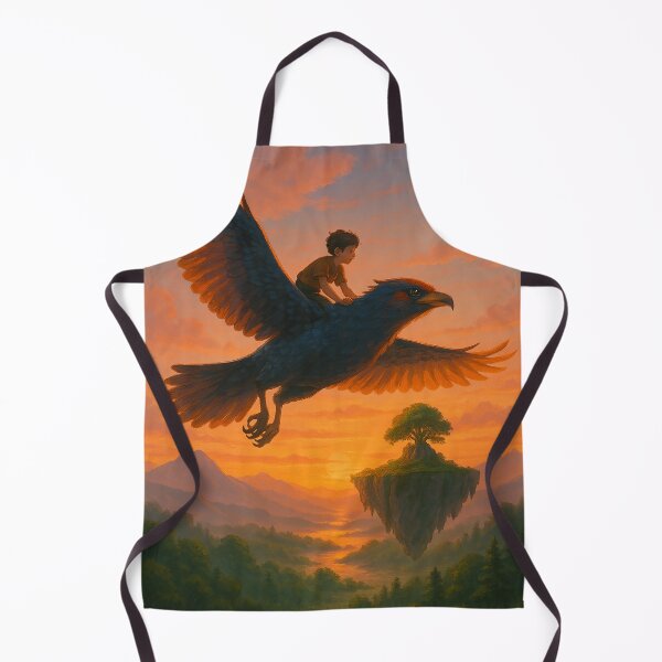 Item preview, Boy Riding an Eagle to a Dreamy World | Soaring Fantasy Sky Journey | Whimsical Flight to Surreal Landscape | Magical Adventure in the Clouds | Imaginative Skybound Escape designed and sold by PaintedPixels01.