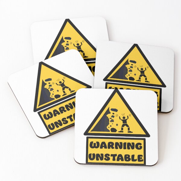 Item preview, WARNING UNSTABLE Sign Dancing figure Artwork - Chris Corish designed and sold by CrookedPaintbrushStudios .