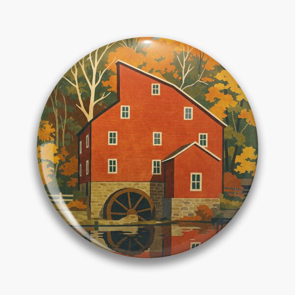 Item preview, Autumn at the Red Mill – Vintage Clinton, NJ Travel Poster designed and sold by thaneydesign.