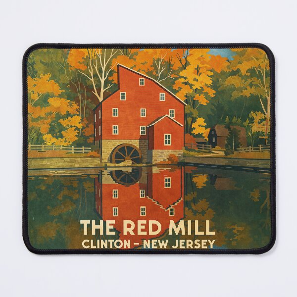 Item preview, Autumn at the Red Mill – Vintage Clinton, NJ Travel Poster designed and sold by thaneydesign.