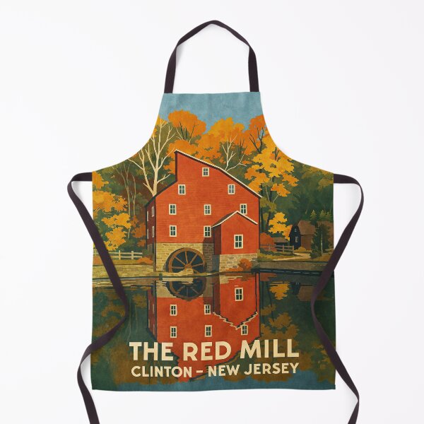 Item preview, Autumn at the Red Mill – Vintage Clinton, NJ Travel Poster designed and sold by thaneydesign.
