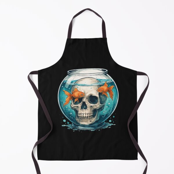 Item preview, Skull in a Fish Bowl – Surreal Goldfish Art with Dark Dreamy Vibes designed and sold by ColorSplash123.