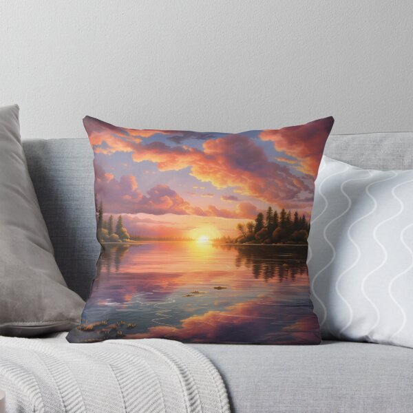 Aperçu de l'œuvre Reflets du coucher de soleil sur le lac Danse de l'eau créée et vendue par DrawnThreads.