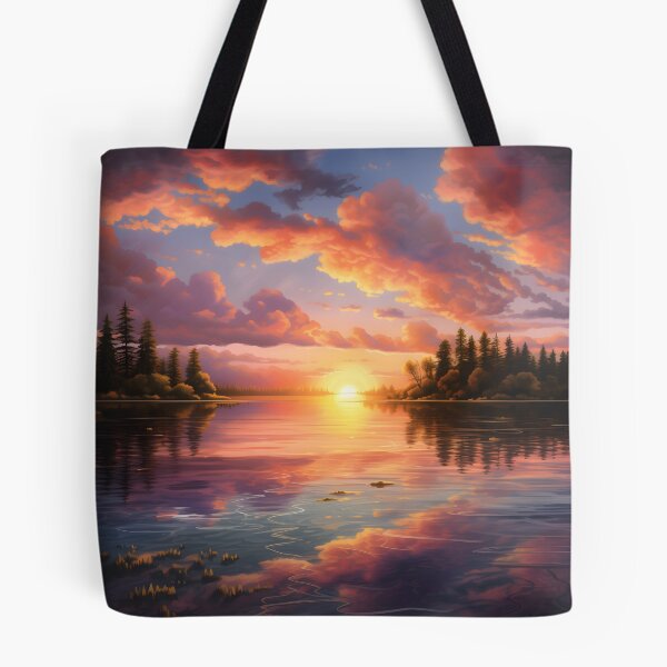 Artikelvorschau, See Sonnenuntergang Reflexionen Wasser Tanz entworfen und verkauft von DrawnThreads.