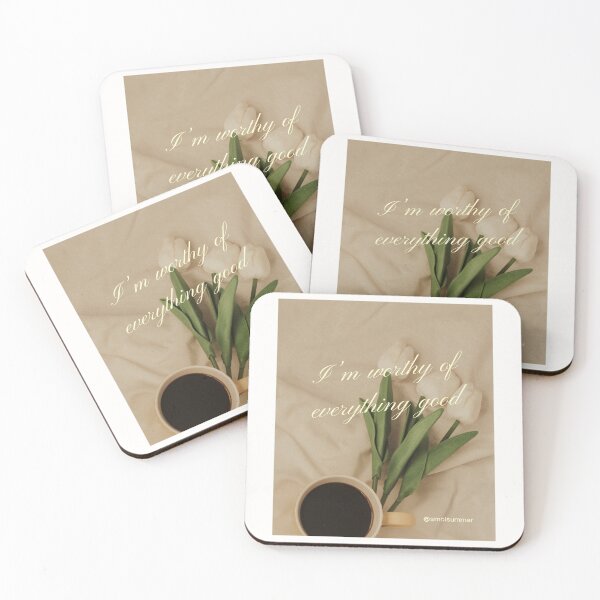 Item preview, Worthy of Everything Good – Minimalist Coffee & Tulip Illustration designed and sold by SmolSummer.Homie.