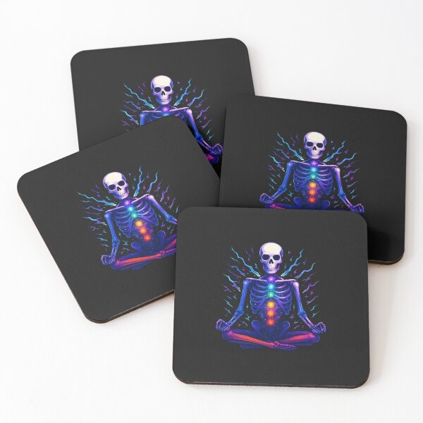 Item preview, Meditating Skeleton with Chakras & Galaxy – Spiritual Cosmic Energy Art designed and sold by ColorSplash123.