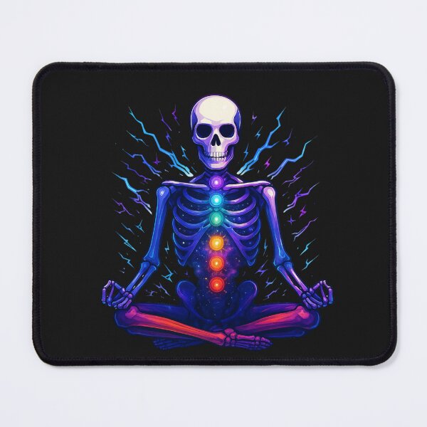 Item preview, Meditating Skeleton with Chakras & Galaxy – Spiritual Cosmic Energy Art designed and sold by ColorSplash123.