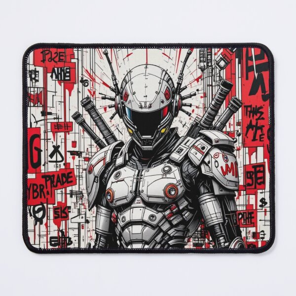 Item preview, Cyberpunk Warrior – Red, Black & Rewired Graffiti designed and sold by Danzdma.