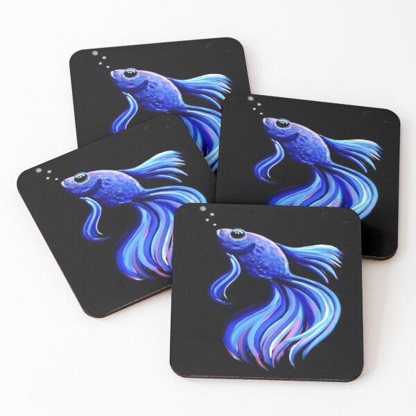 Item preview, handrawn beautiful blue elegant betta fish designed and sold by NivyasArtistry.