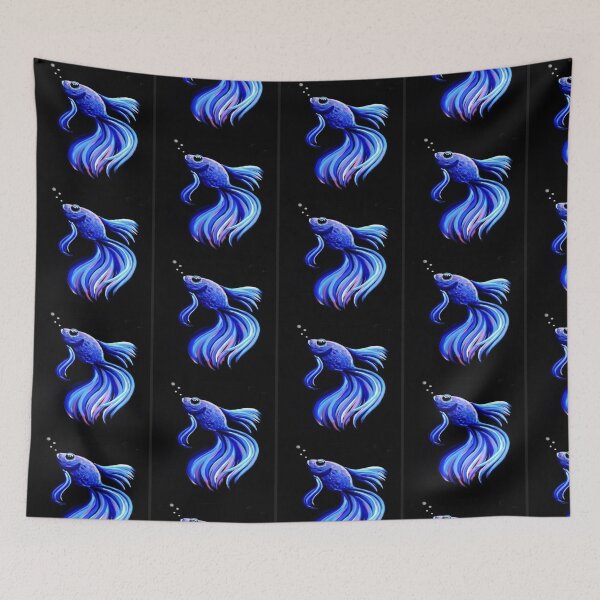 Item preview, handrawn beautiful blue elegant betta fish designed and sold by NivyasArtistry.