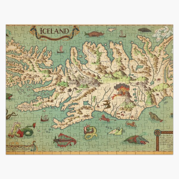 Age of Vikings: Map of Iceland by Colby Richards Jigsaw Puzzle