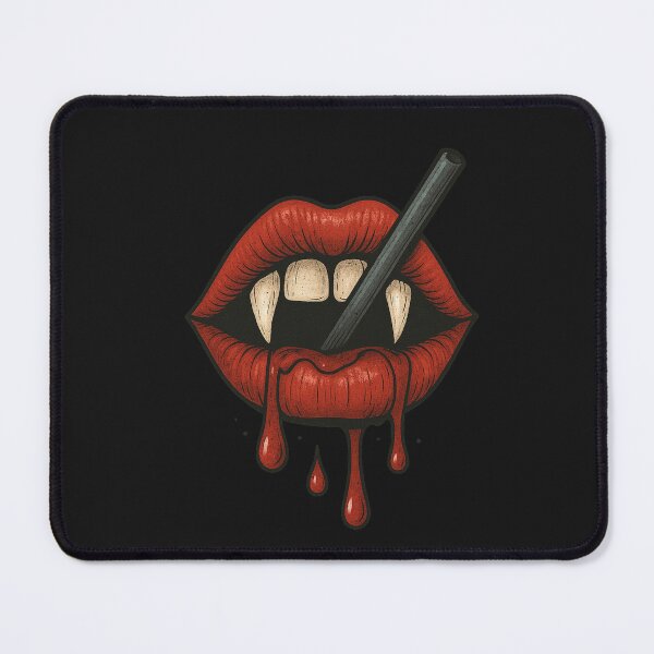 Item preview, Vampire Lips Drinking Blood from Straw – Gothic Horror Aesthetic Art designed and sold by ColorSplash123.
