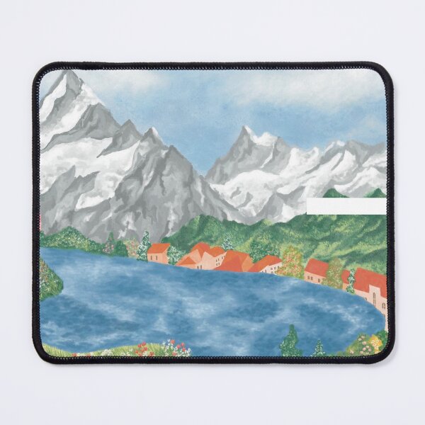 Item preview, Swiss Alps Lake Village Painting designed and sold by nuteling.