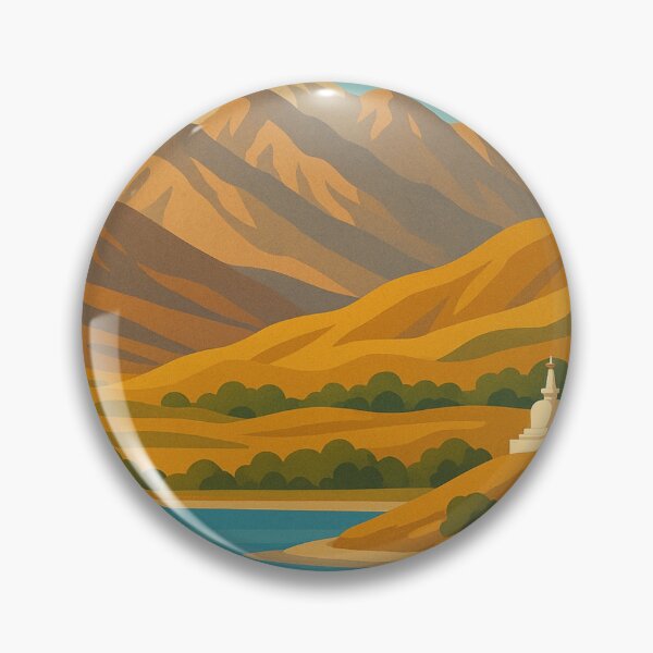 Item preview, Ladakh Mountain Landscape with Stupa and Blue Lake designed and sold by Aryabek.