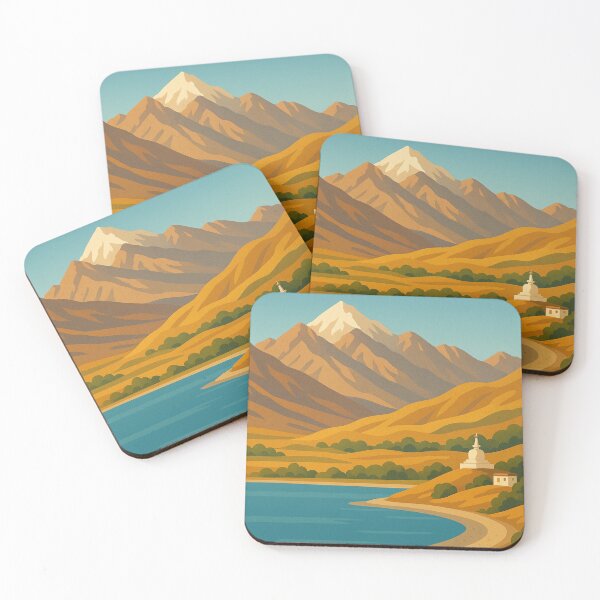 Item preview, Ladakh Mountain Landscape with Stupa and Blue Lake designed and sold by Aryabek.