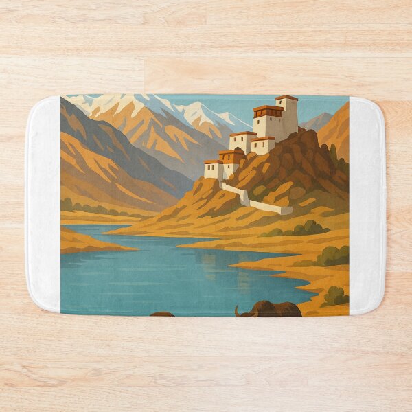Item preview, Ladakh Monastery with Yaks and Mountain River designed and sold by Aryabek.