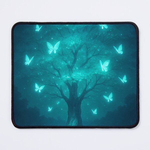 Item preview, Magical Tree Surrounded by Blue Glowing Butterflies | Enchanted Forest Light Scene | Mystical Nighttime Nature Design | Ethereal Butterfly Glow Artwork | Fantasy Tree of Light designed and sold by PaintedPixels01.