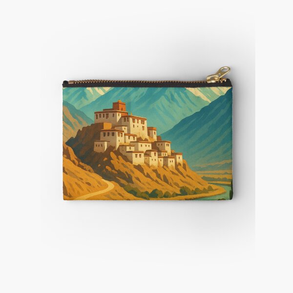 Item preview, Monasterio en un acantilado de Ladakh con río y montañas designed and sold by Aryabek.