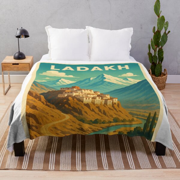 Item preview, Ladakh Cliffside Monastery with River and Mountains designed and sold by Aryabek.