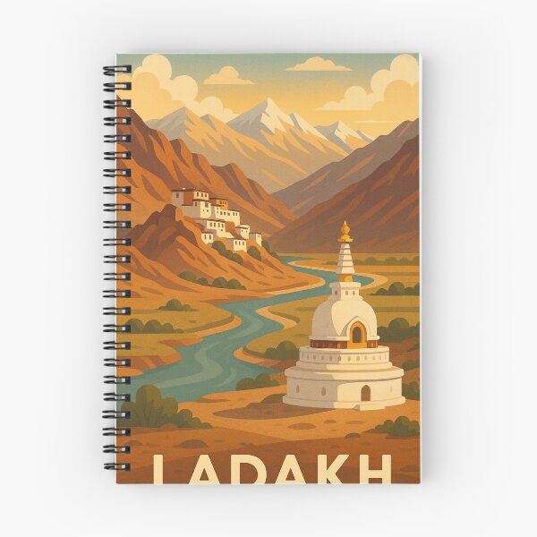 Item preview, Ladakh Sunset Valley with River and White Stupa designed and sold by Aryabek.