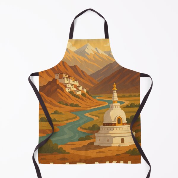 Item preview, Ladakh Sunset Valley with River and White Stupa designed and sold by Aryabek.