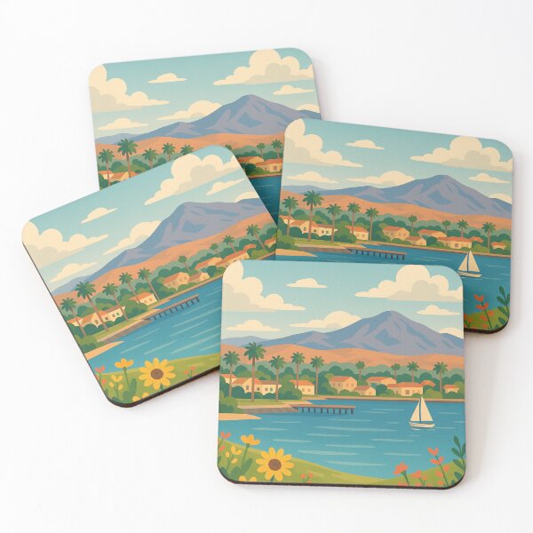 Item preview, Chula Vista Bay with Mountains, Palms, and Sailboat designed and sold by Aryabek.