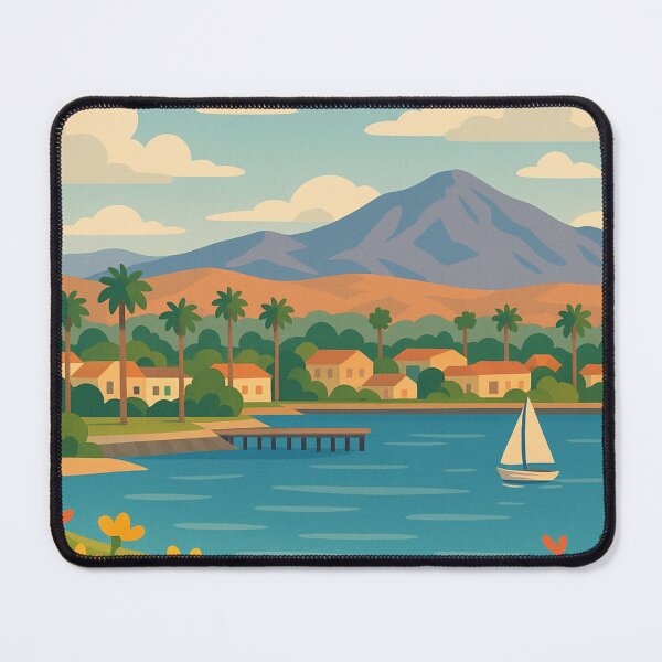 Item preview, Chula Vista Bay with Mountains, Palms, and Sailboat designed and sold by Aryabek.