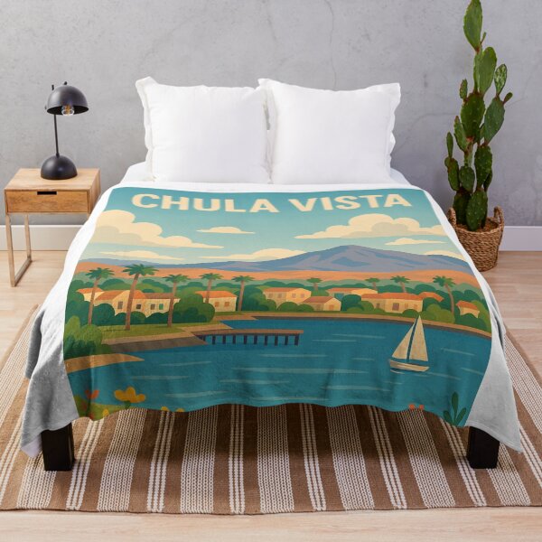 Item preview, Chula Vista Bay with Mountains, Palms, and Sailboat designed and sold by Aryabek.