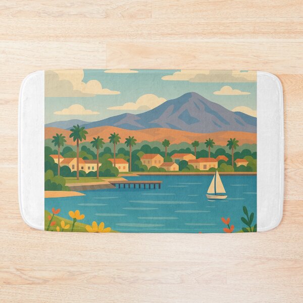 Item preview, Chula Vista Bay with Mountains, Palms, and Sailboat designed and sold by Aryabek.