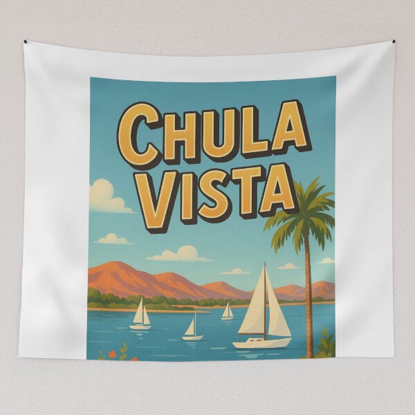 Item preview, Chula Vista Coastal Scene with Sailboats and Mountains designed and sold by Aryabek.