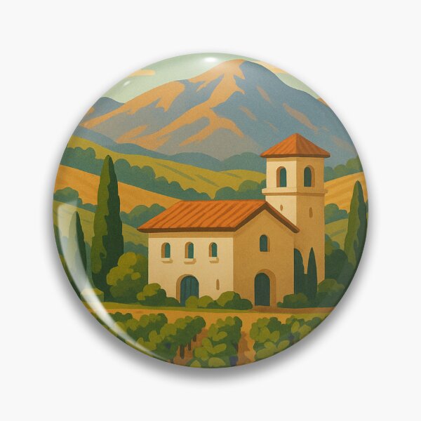 Item preview, Temecula Vineyard Landscape with Spanish Mission Tower designed and sold by Aryabek.