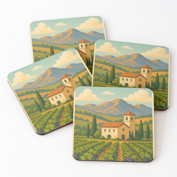 Item preview, Temecula Vineyard Landscape with Spanish Mission Tower designed and sold by Aryabek.