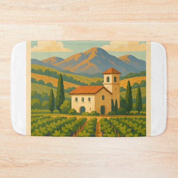 Item preview, Temecula Vineyard Landscape with Spanish Mission Tower designed and sold by Aryabek.