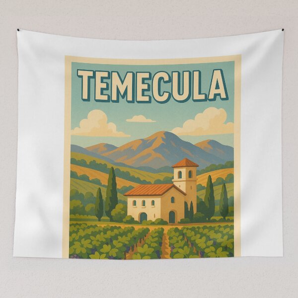 Item preview, Temecula Vineyard Landscape with Spanish Mission Tower designed and sold by Aryabek.