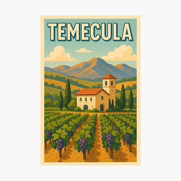 Item preview, Temecula Vineyard Landscape with Spanish Mission Tower designed and sold by Aryabek.