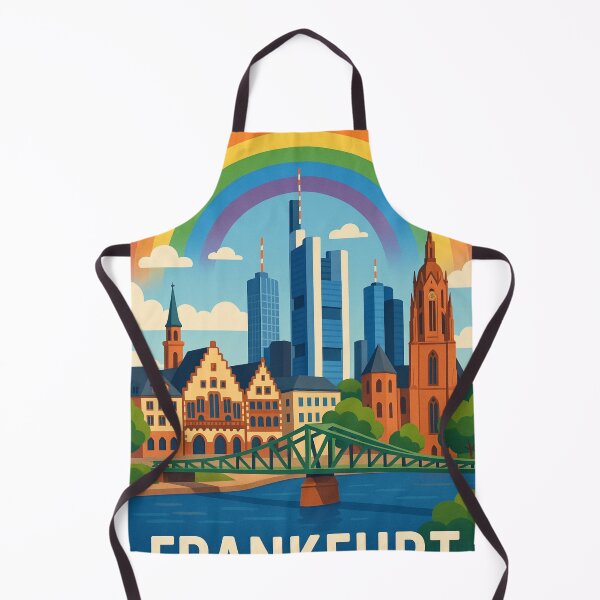 Item preview, Frankfurt Pride Rainbow Skyline with Römer and Cathedral View designed and sold by Aryabek.