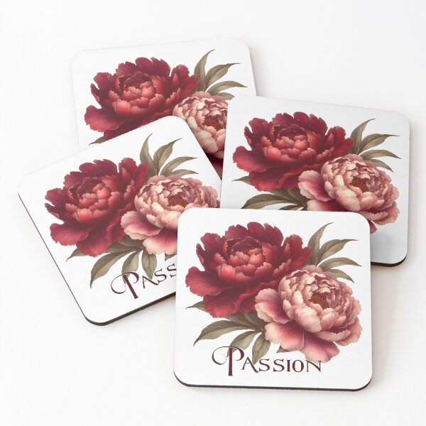Item preview, Elegant "PASSION" Typography with Vintage Peony Flowers designed and sold by QuirkySpark.